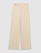 Pantalon de tailleur beige motif rayures tennis Femme-6