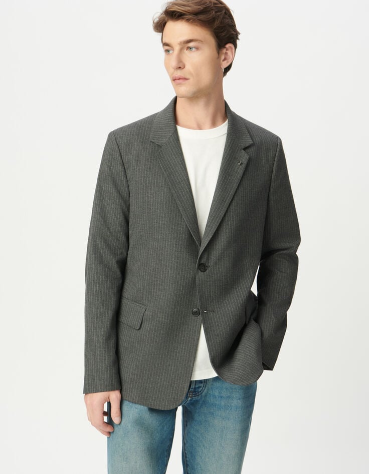 Men’s grey pinstripe suit jacket-2 Men’s grey pinstripe suit jacket-2
