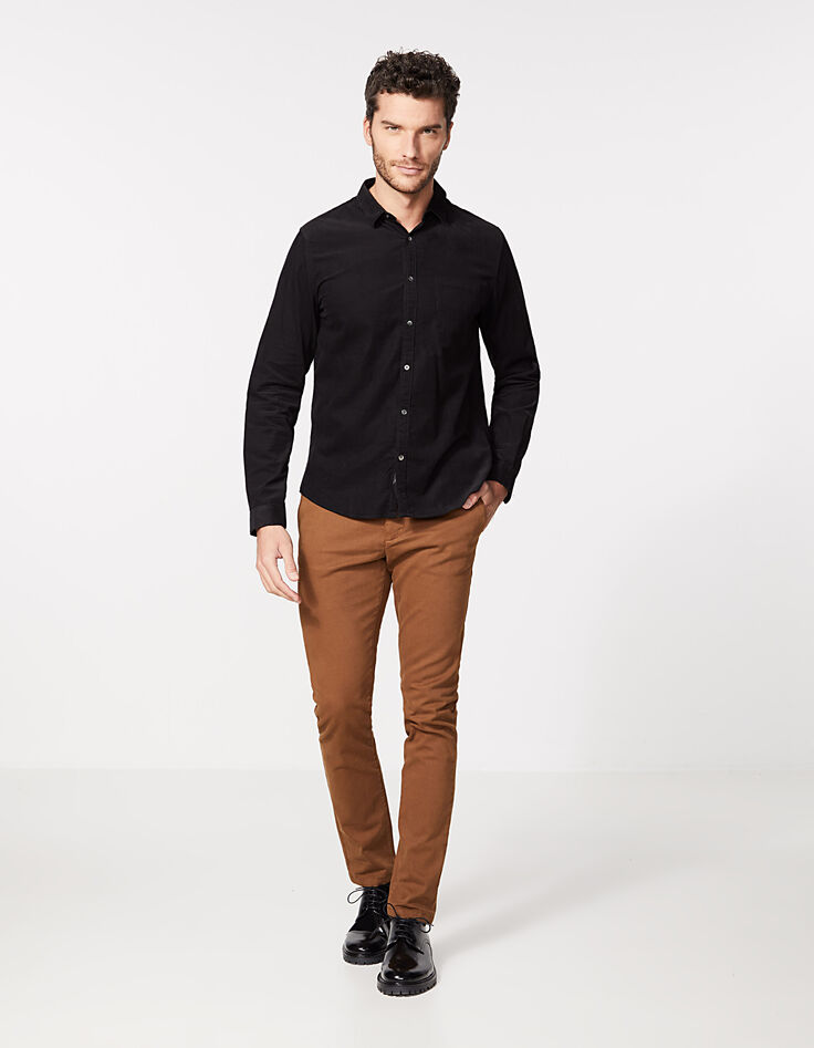 Chemise REGULAR noire en velours milleraies Homme-5
