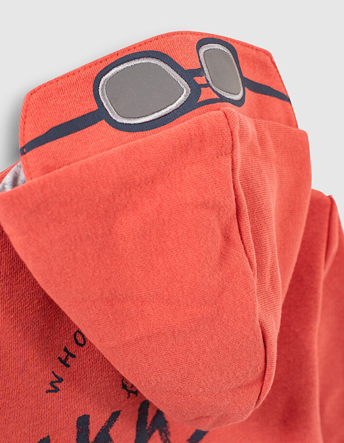 Baby boys’ orange cardigan with glasses visor hood-7