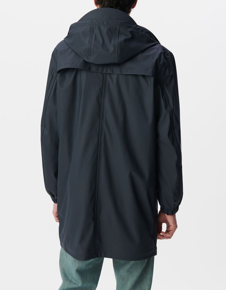 Men&rsquo;s navy rubber nylon hooded parka-3
