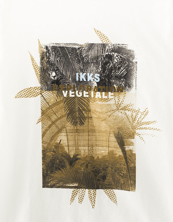 Cremeweißes Jungen-T-Shirt mit Glashausmotiv -2