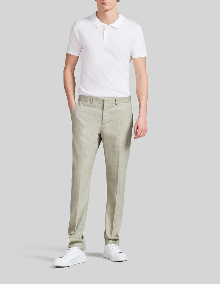 Pantalon de costume pistache lin m&eacute;lang&eacute; Homme-3