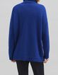 Women's royal blue turtleneck knit sweater-3