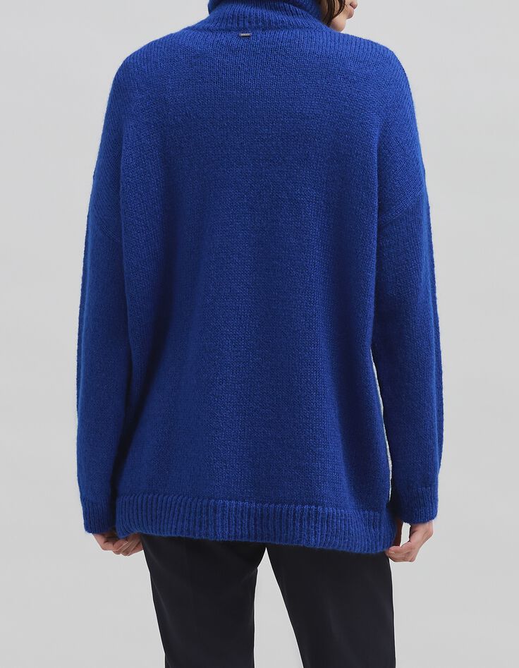 Women's royal blue turtleneck knit sweater-3 Women's royal blue turtleneck knit sweater-3
