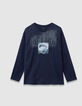 Marine T-shirt biokatoen lenticulaire opdruk jongens-4