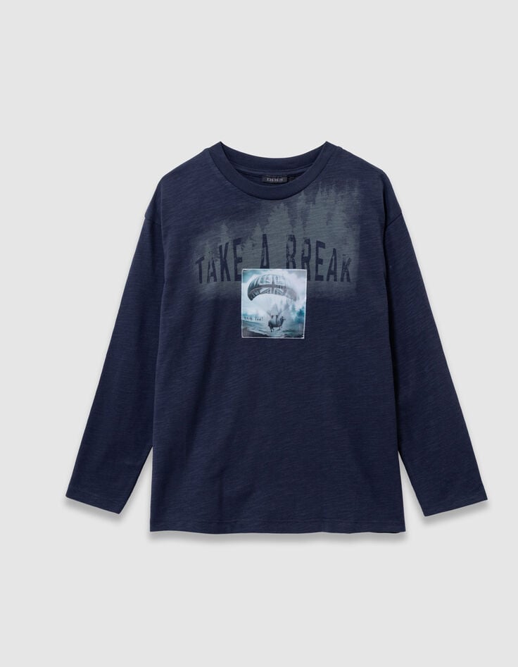 Marine T-shirt biokatoen lenticulaire opdruk jongens-4