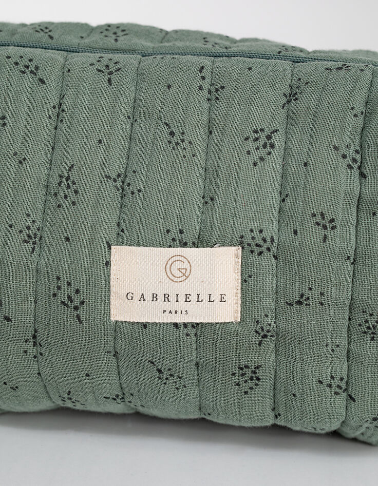 Trousse de toilette verte gaze coton bio GABRIELLE PARIS-4