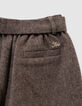 Braune Mädchenshorts aus meliertem Flanell-5