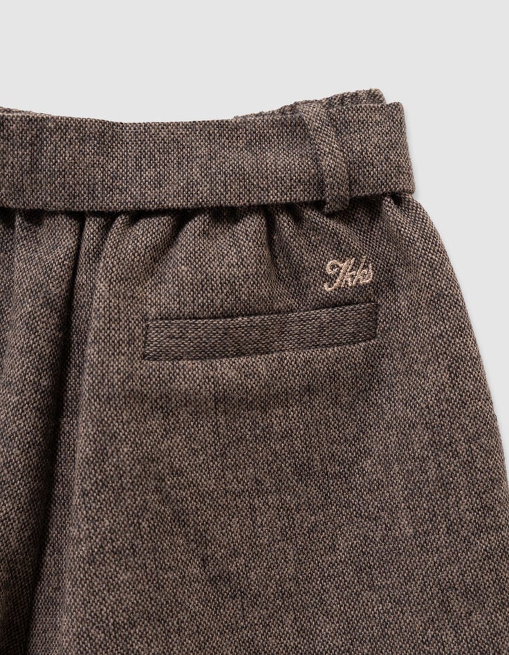Braune Mädchenshorts aus meliertem Flanell-5 Braune Mädchenshorts aus meliertem Flanell-5