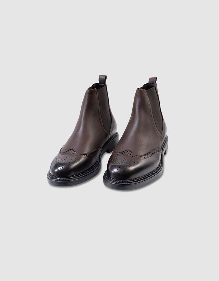 Chelsea boots marron cuir tige haute Homme-2 Chelsea boots marron cuir tige haute Homme-2