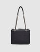 Women’s navy flannel and leather 1440 Reporter clutch bag-3