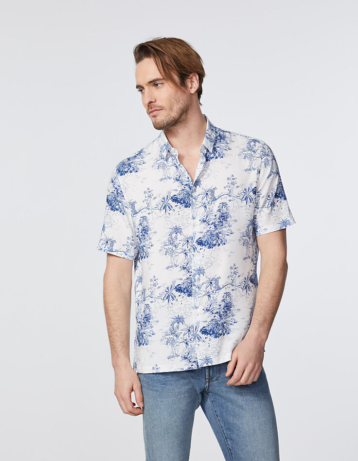 Chemise SLIM indigo esprit toile de Jouy Homme-3