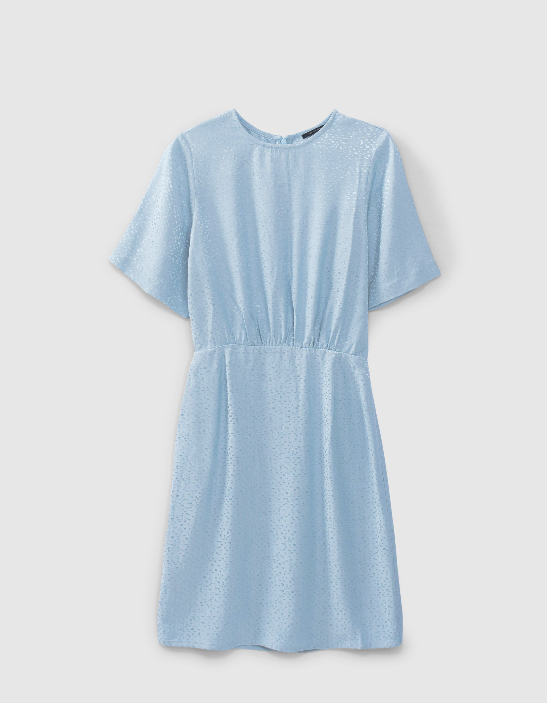 Robe bleue jacquard fantaisie motif graphique Femme