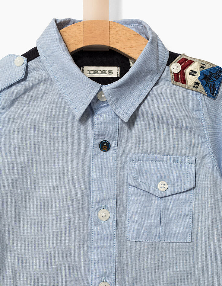 Chemise bleu ciel bi-matière bébé garçon-7