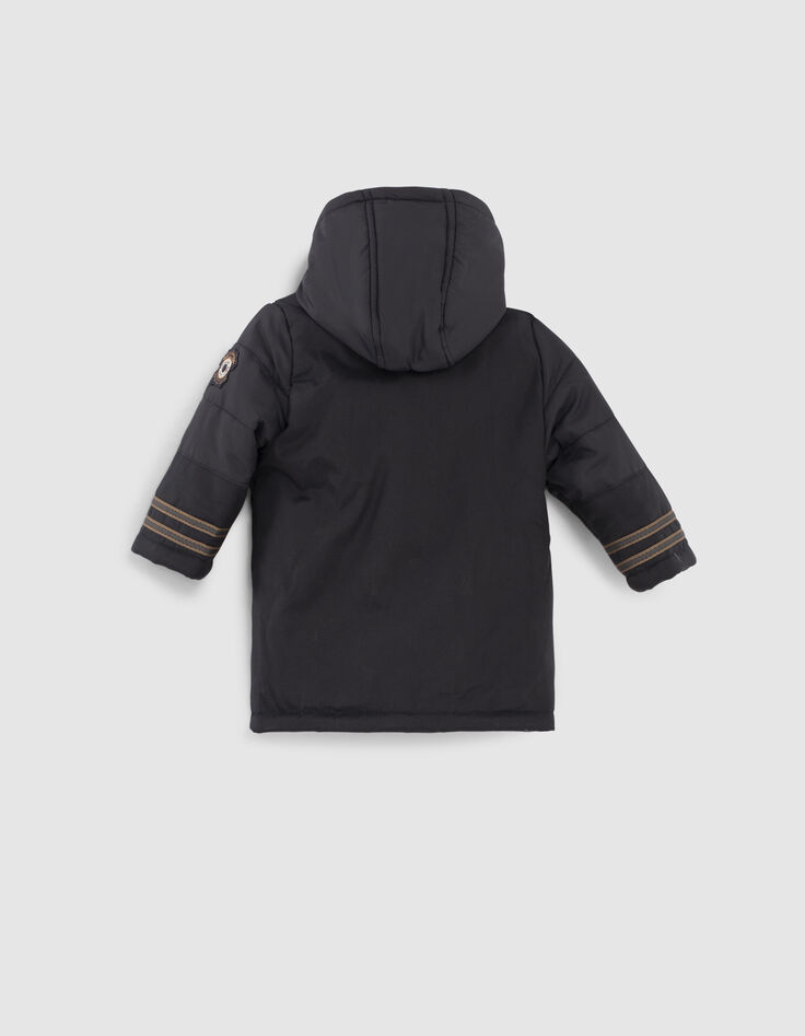 Baby boys’ navy parka with black quilted facing-3