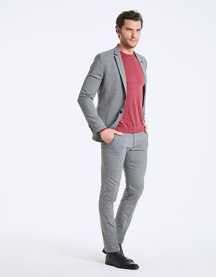 Graue Herrenanzughose mit Glencheck-Karomuster Travel Suit-6