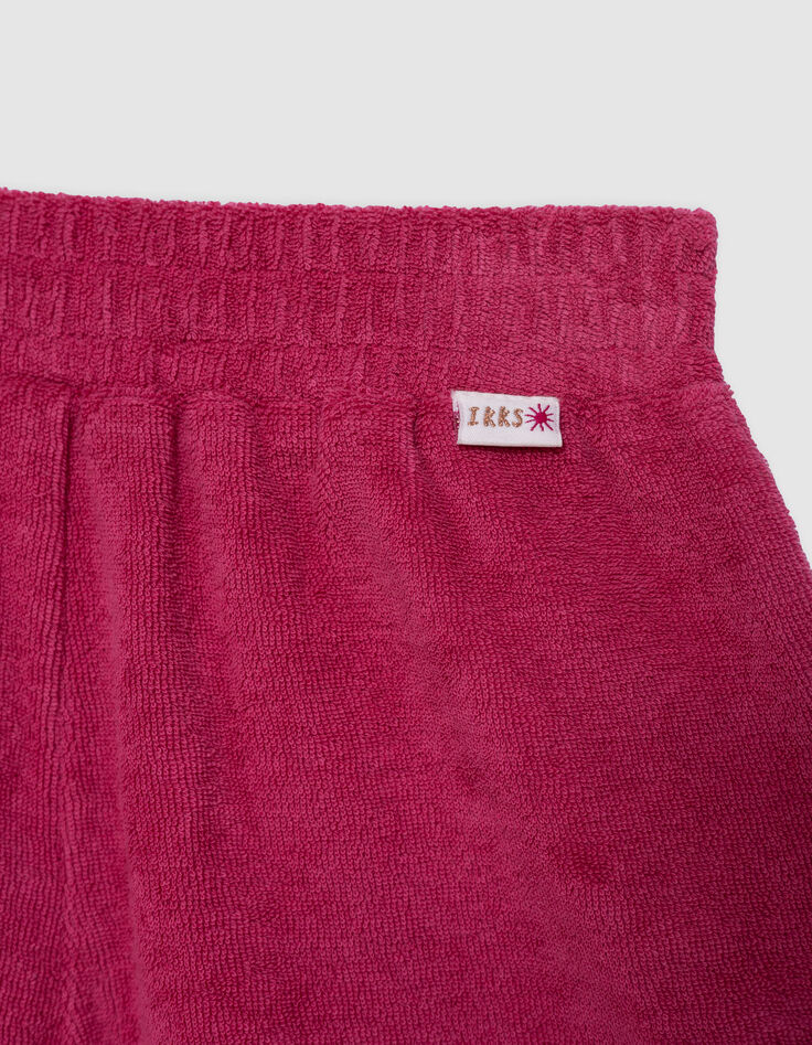 Ensemble short et T-shirt rose en éponge bébé fille-6