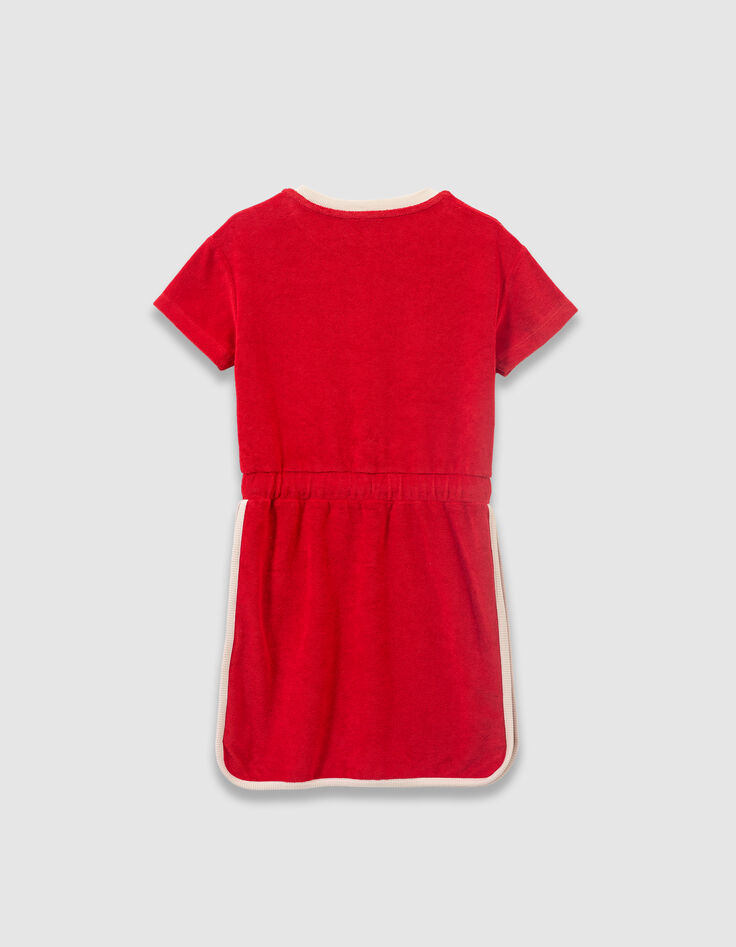 Girls’ red terry cloth dress with drawstring waist-7 Girls’ red terry cloth dress with drawstring waist-7