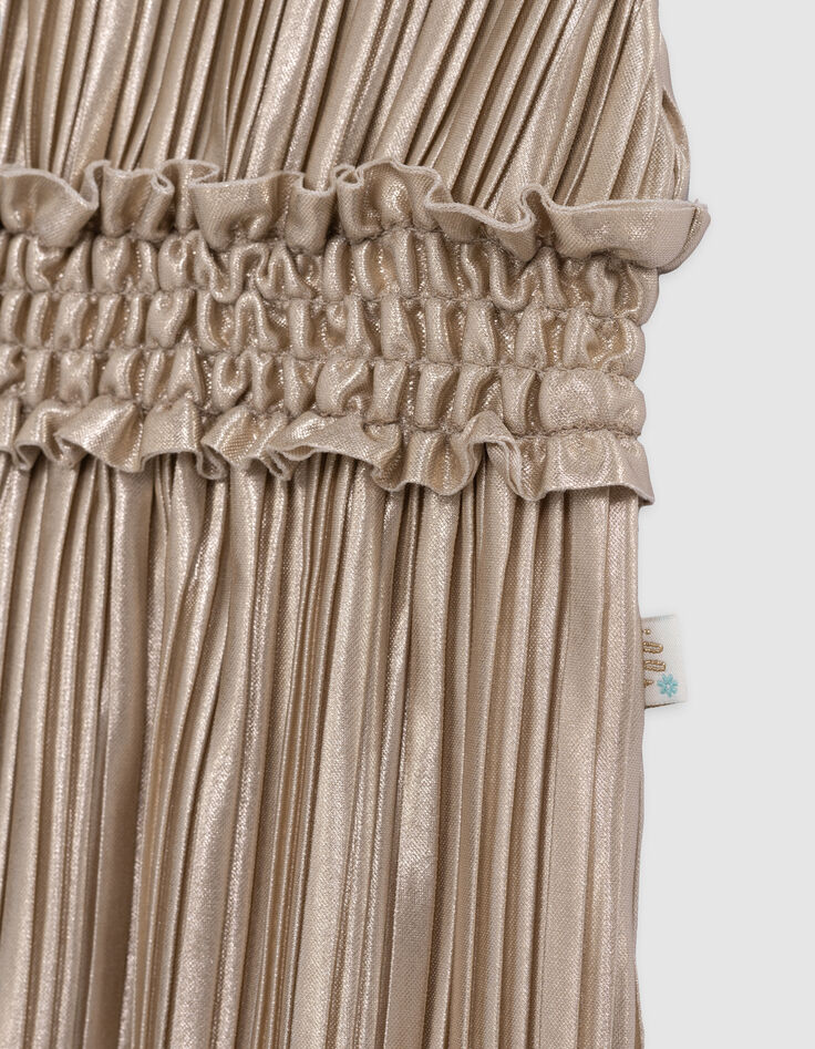 Robe longue dorée plissée fille-6