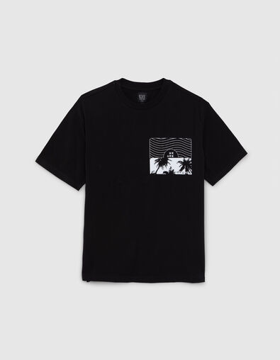 T-shirt noir print palmiers devant gar&ccedil;on - IKKS