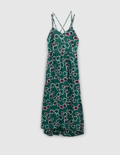 Vestido largo negro maxi flores tirantes finos mujer - IKKS