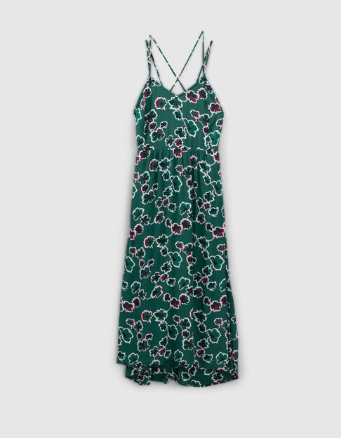 Robe longue noire maxi floral fines bretelles Femme - IKKS