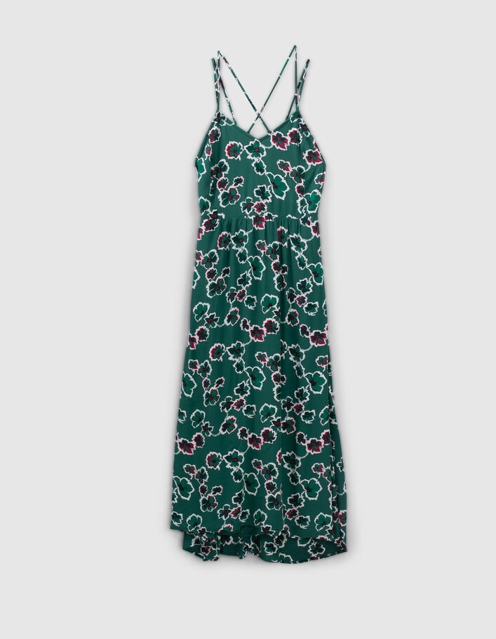 Robe longue femme imprimé floral multicolore bretelle fine