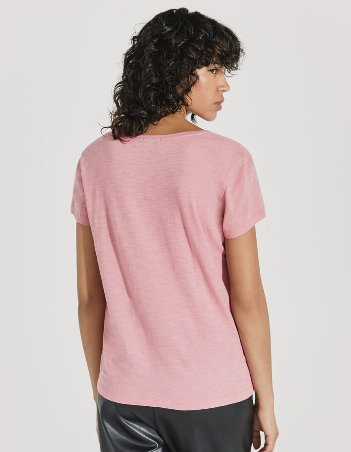 Camiseta algodón ecológico rosa calavera mujer - IKKS