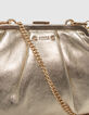 Goldfarbene Damenbeuteltasche aus Metallic-Leder-2