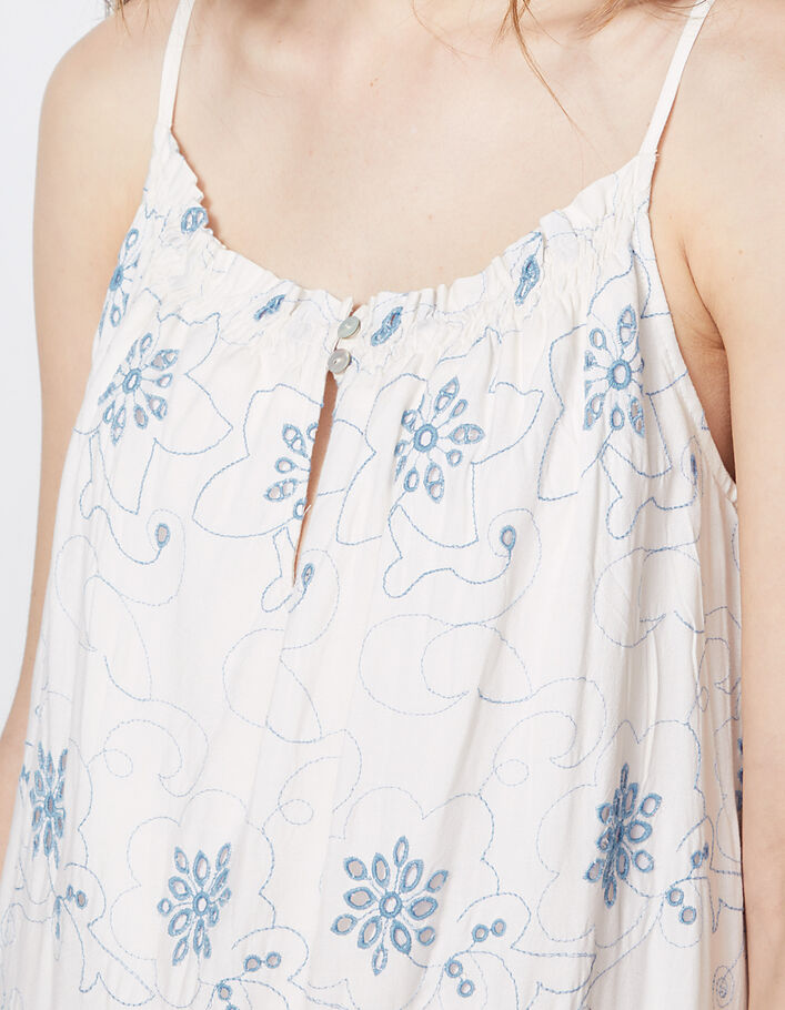 Vestido de tirantes finos de viscosa bordado inglés
