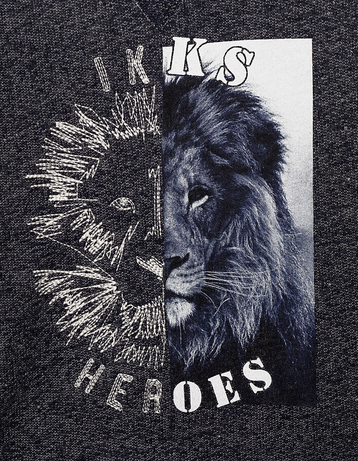 Boys’ navy lion’s head sweatshirt  - IKKS