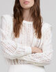 Blouse blanc cassé en guipure Femme-5