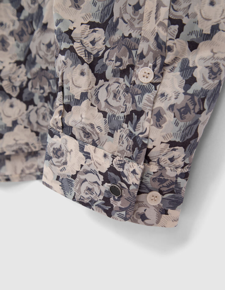 Stahlblaues SLIM-Herrenhemd mit Liberty&reg;-Rosenprint-4