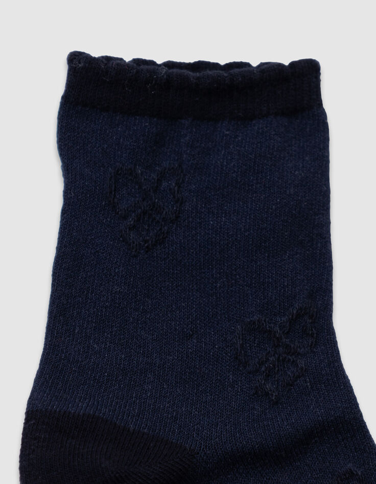 Mädchensocken in Marineblau, Cremeweiß und Rosa-4