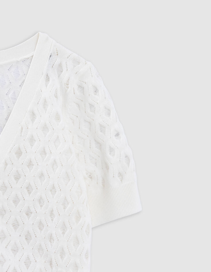 Ecru fine knit back/front reversible cardigan-7