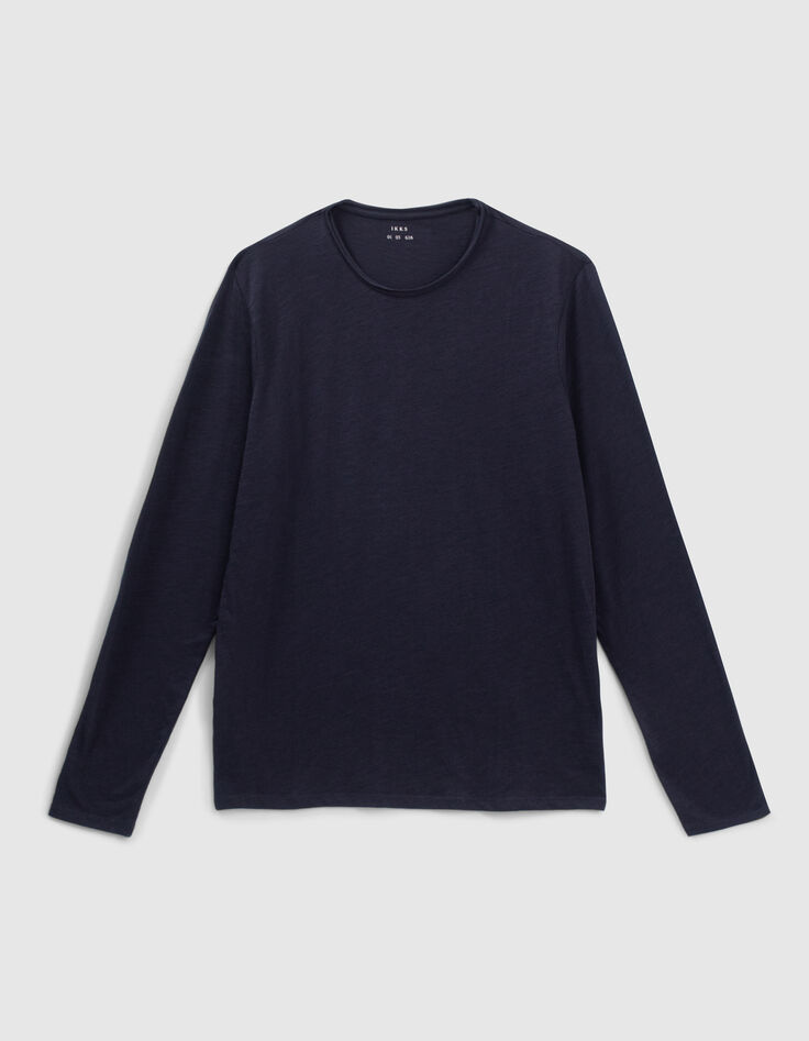 T-shirt L'Essentiel marine col rond à manches longues Homme-4
