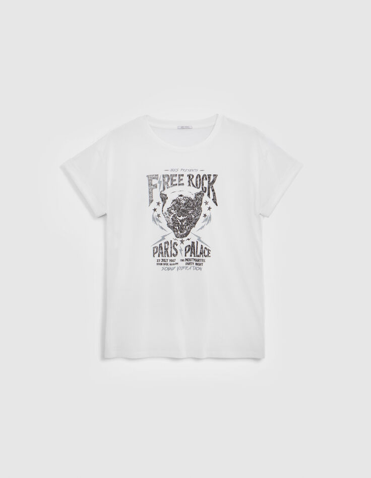 Camiseta blanca oversize visual panther de mujer-6