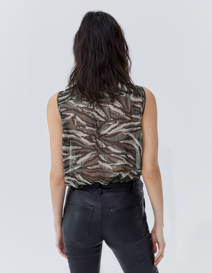Top jungle-camouflageprint lurex Dames -3