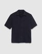 Camisa negra de manga corta de tejido plisado para Hombre-6