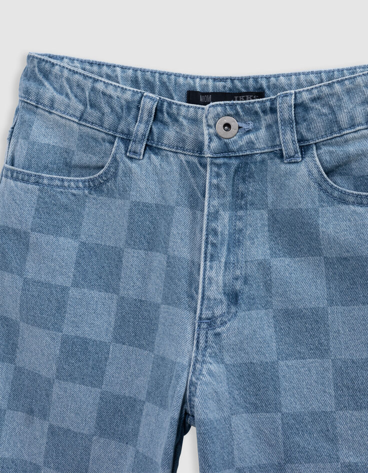 MOM blue jeans Waterless checkerboard pattern for girl-3