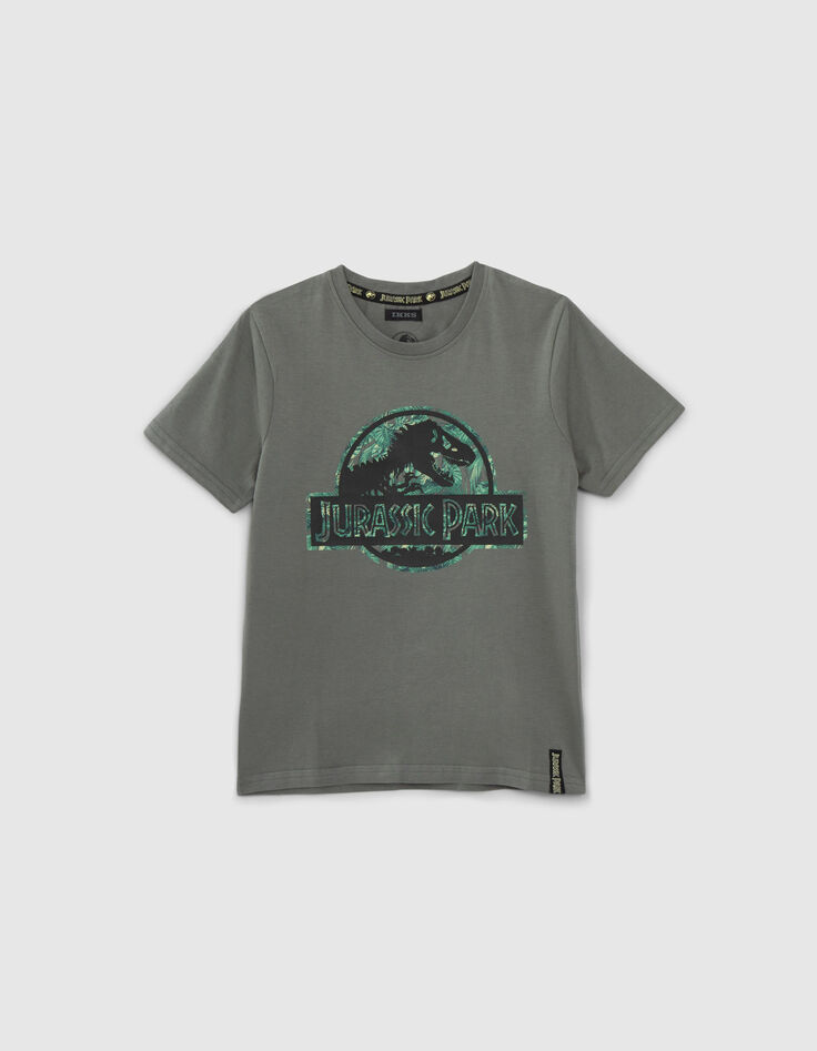 Kaki T-shirt rubber logo JURASSIC PARK jongens-1