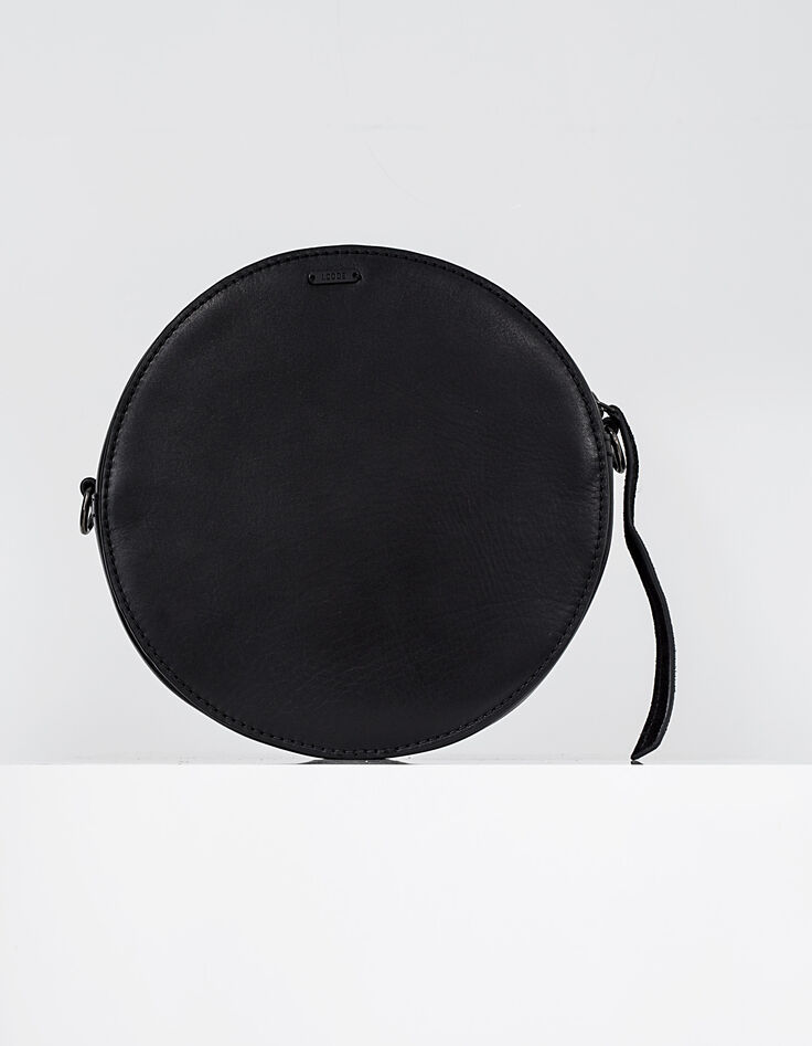 Sac à main rond noir en cuir avec clous I.Code-3