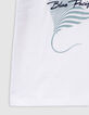 Weißes Jungen-T-Shirt, Biowolle, Beflockung Logo-Rochen-5