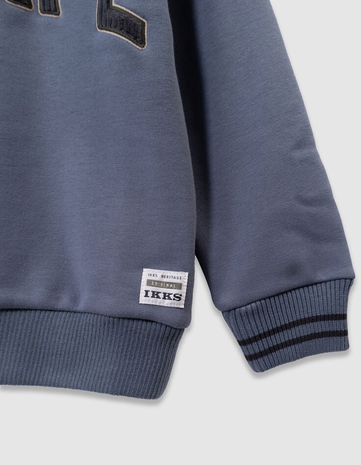 Boys’ blue sweatshirt, corduroy embroidered slogan-6 Boys’ blue sweatshirt, corduroy embroidered slogan-6