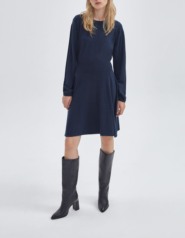Robe pull marine tricot avec boutons-bijou Femme-6