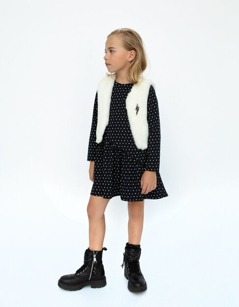 Vestido 2 en 1 estampado minimalista con chaleco niña