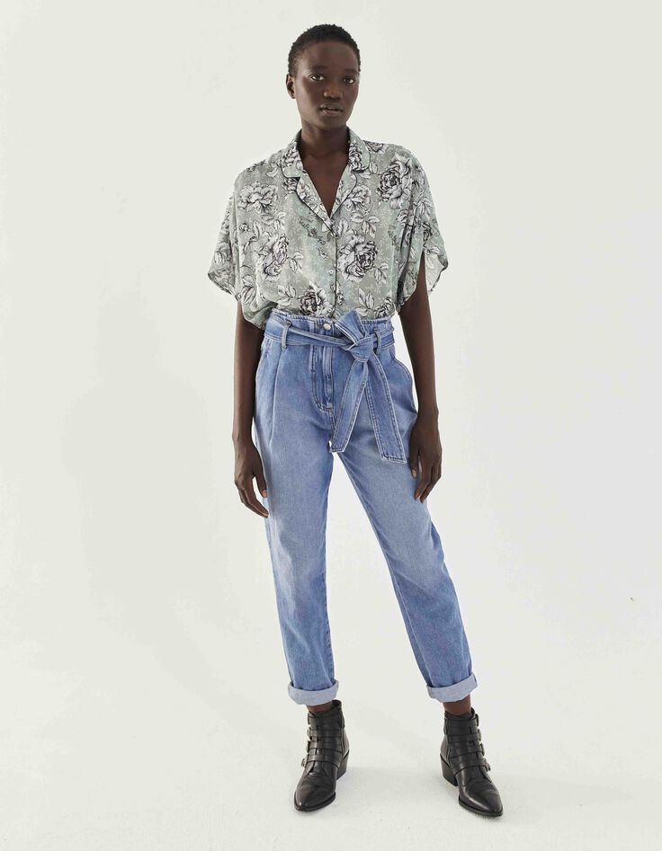 Chemise loose recyclé imprimé floral vintage femme-3
