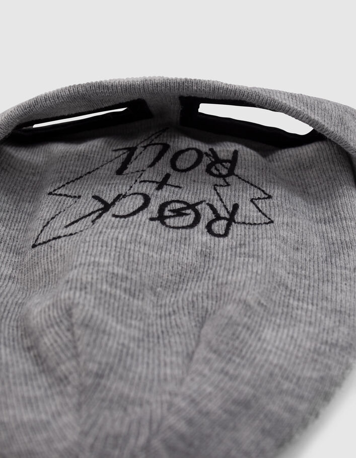 Gorro-máscara y snood punto gris niño-7