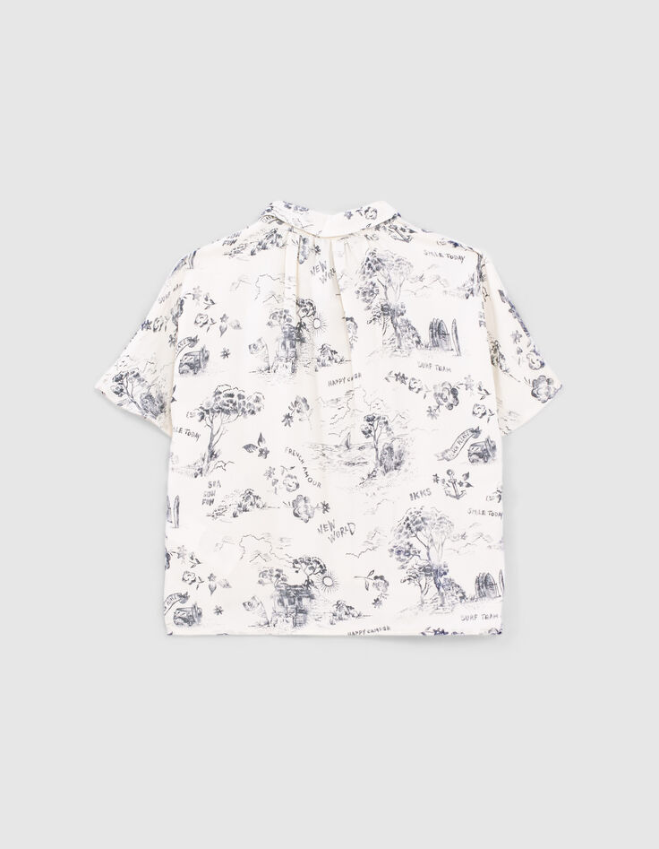 Blusa blanca Ecovero® estampado tela de Jouy niña-3